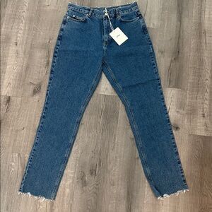 Straight-Leg High-Rise Women's Jeans in Dark Blue